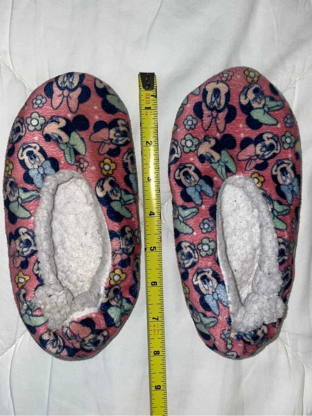 Disney Minnie Mouse Pink Floral Sherpa Slip-On Slippers for Kids